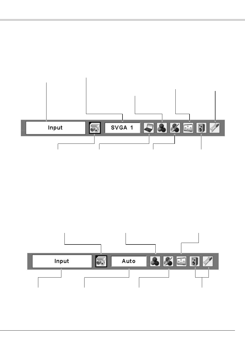 Menu bar, Basic operation, For computer source | For video source | Eiki LC-XB21B User Manual | Page 21 / 68