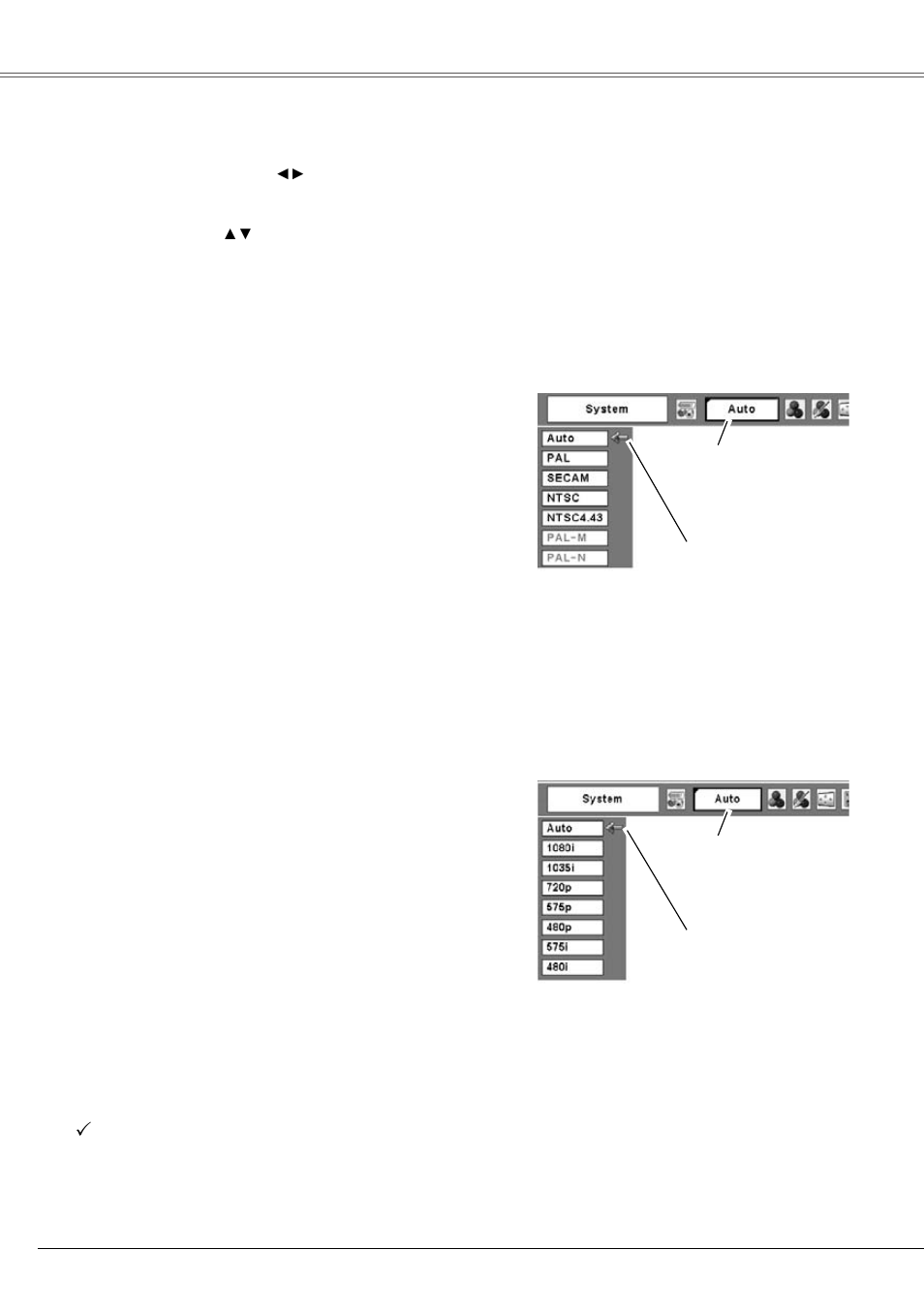 Video system selection | Eiki LC-XB21B User Manual | Page 36 / 68