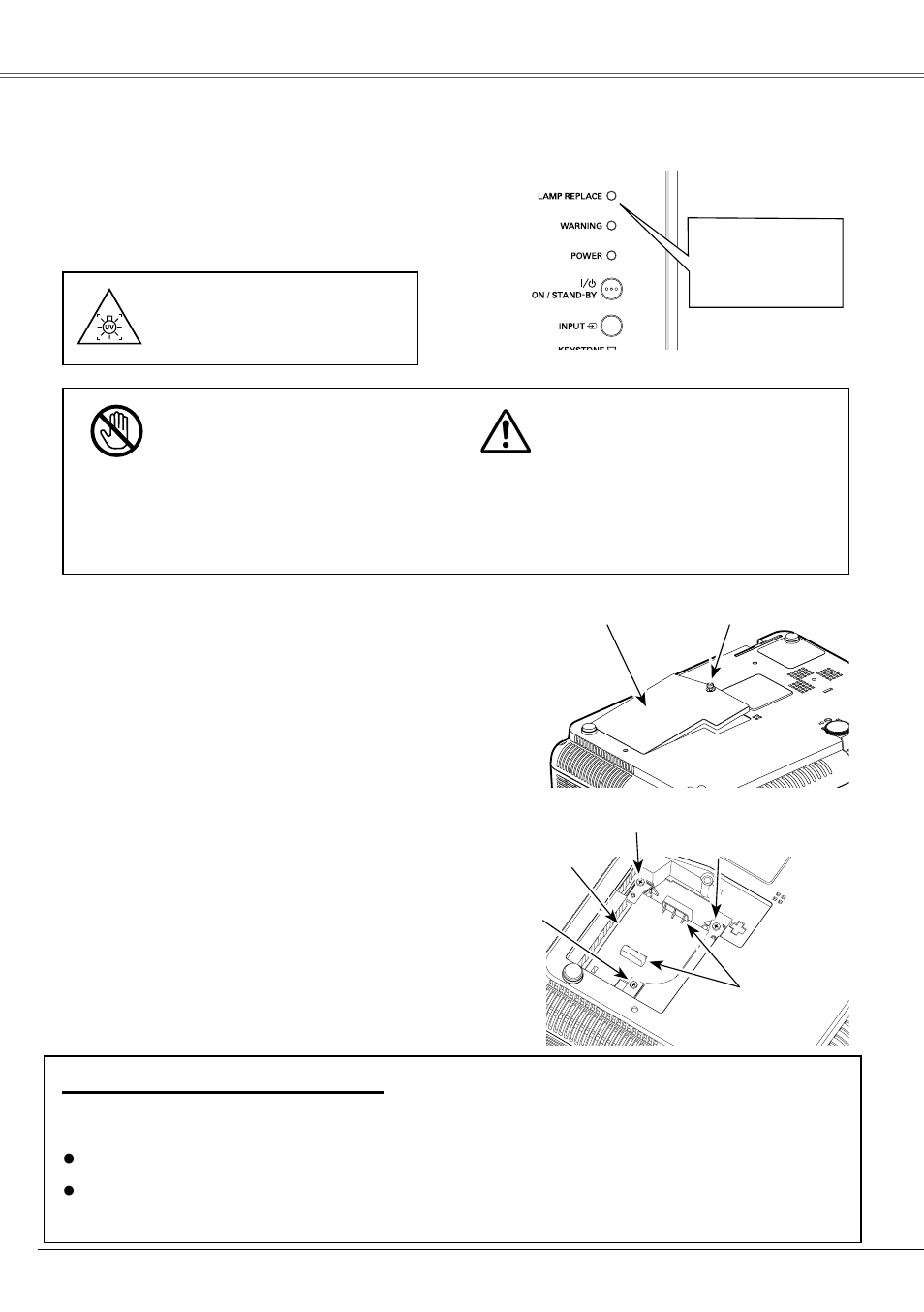 Lamp replacement, Caution | Eiki LC-XB21B User Manual | Page 54 / 68