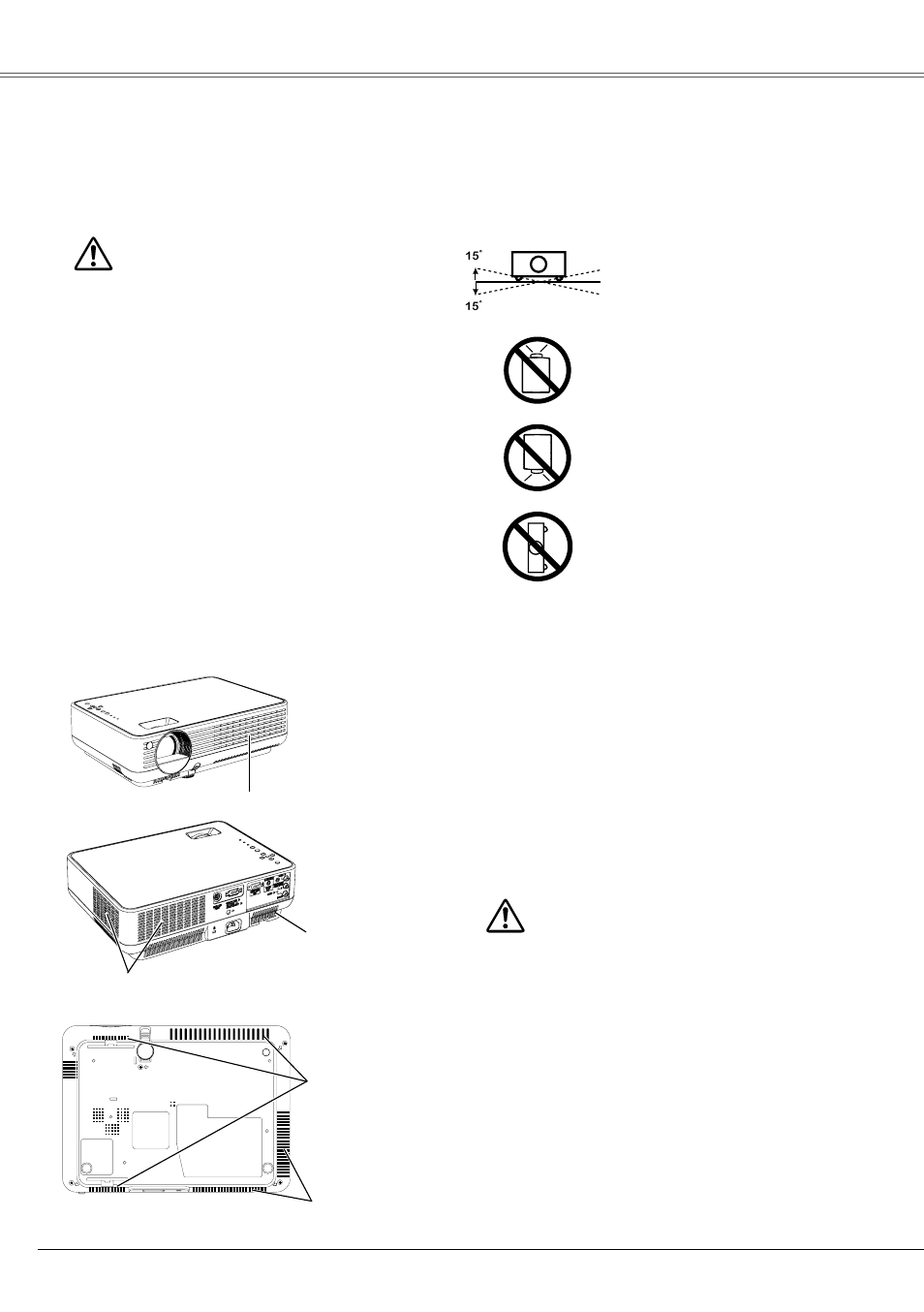 Air circulation, Installing the projector, Moving the projector | Installing the projector in proper, Position, Installing the projector in proper position, Safety instructions, Caution | Eiki LC-XB21B User Manual | Page 6 / 68