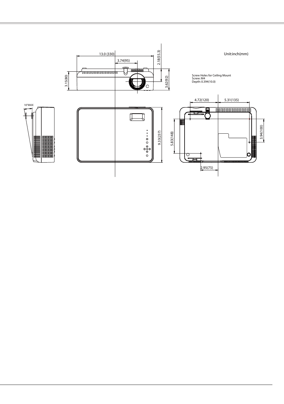 Dimensions, Dimensions 67, Appendix | Eiki LC-XB21B User Manual | Page 67 / 68