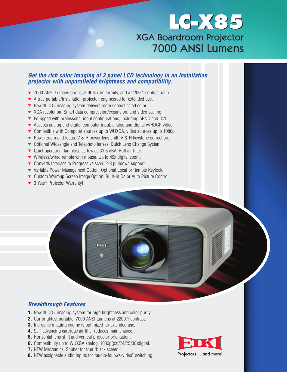 Eiki LC-X85 User Manual | 2 pages