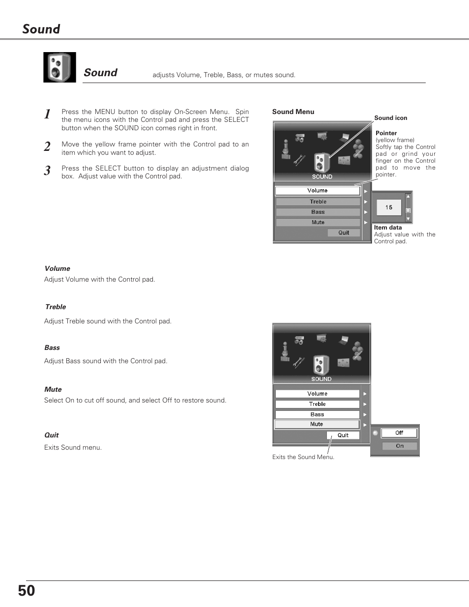 Sound | Eiki LC-X6 User Manual | Page 50 / 84