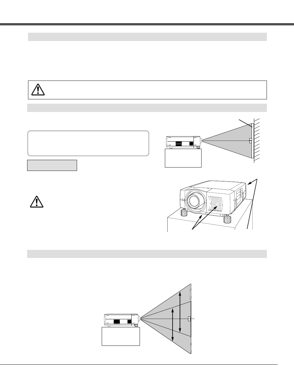 Lens installation, Positioning projector, Lens shift adjustment | Preparation positioning projector | Eiki LC-X4L User Manual | Page 9 / 52