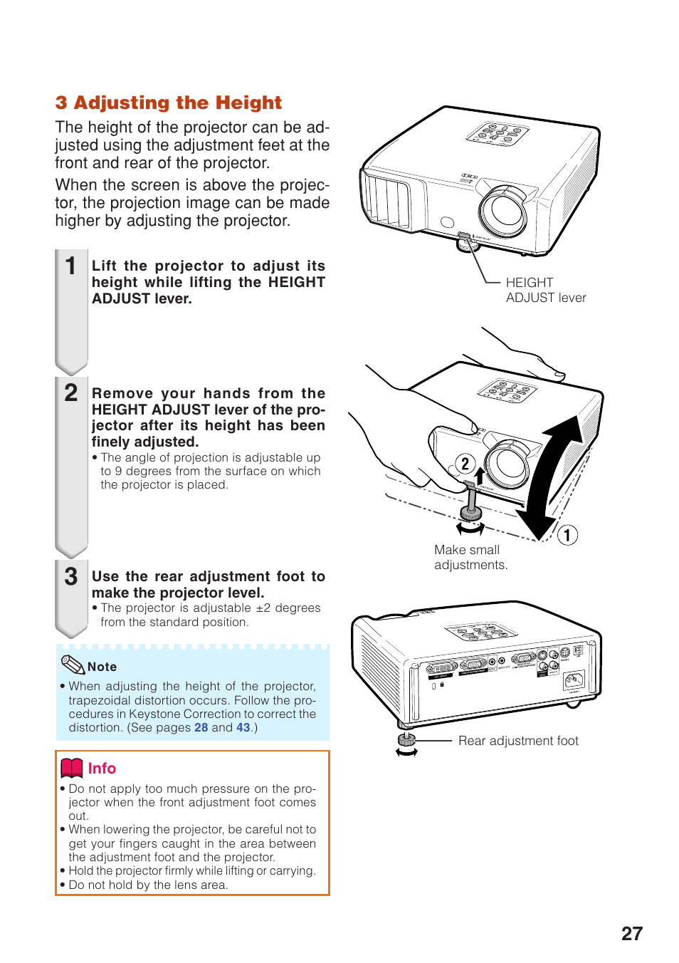 3 adjusting the height | Eiki EIP-250 User Manual | Page 29 / 70