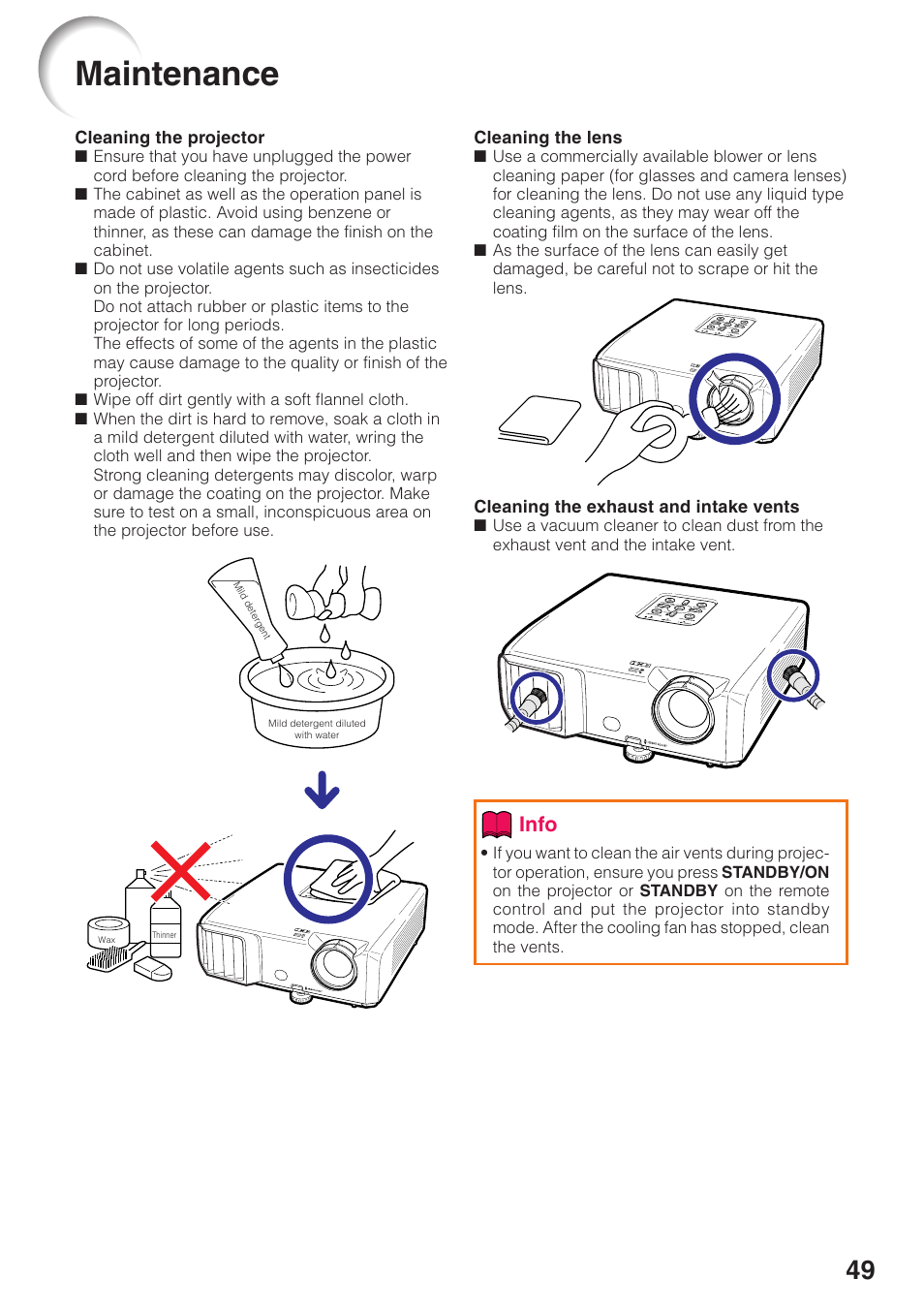 Appendix, Maintenance, Info | Eiki EIP-250 User Manual | Page 51 / 70