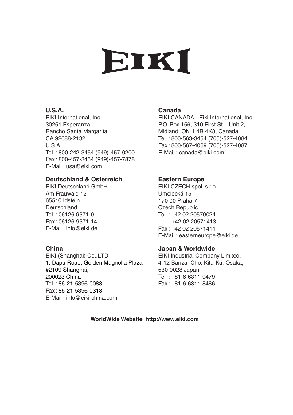 Eiki EIP-250 User Manual | Page 70 / 70