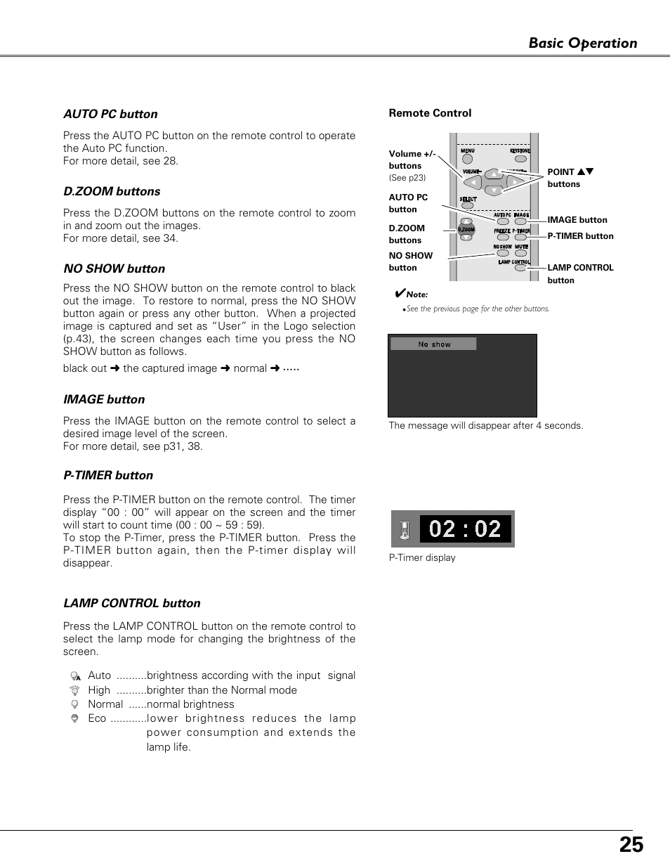 Basic operation | Eiki LC-XB41 User Manual | Page 25 / 66
