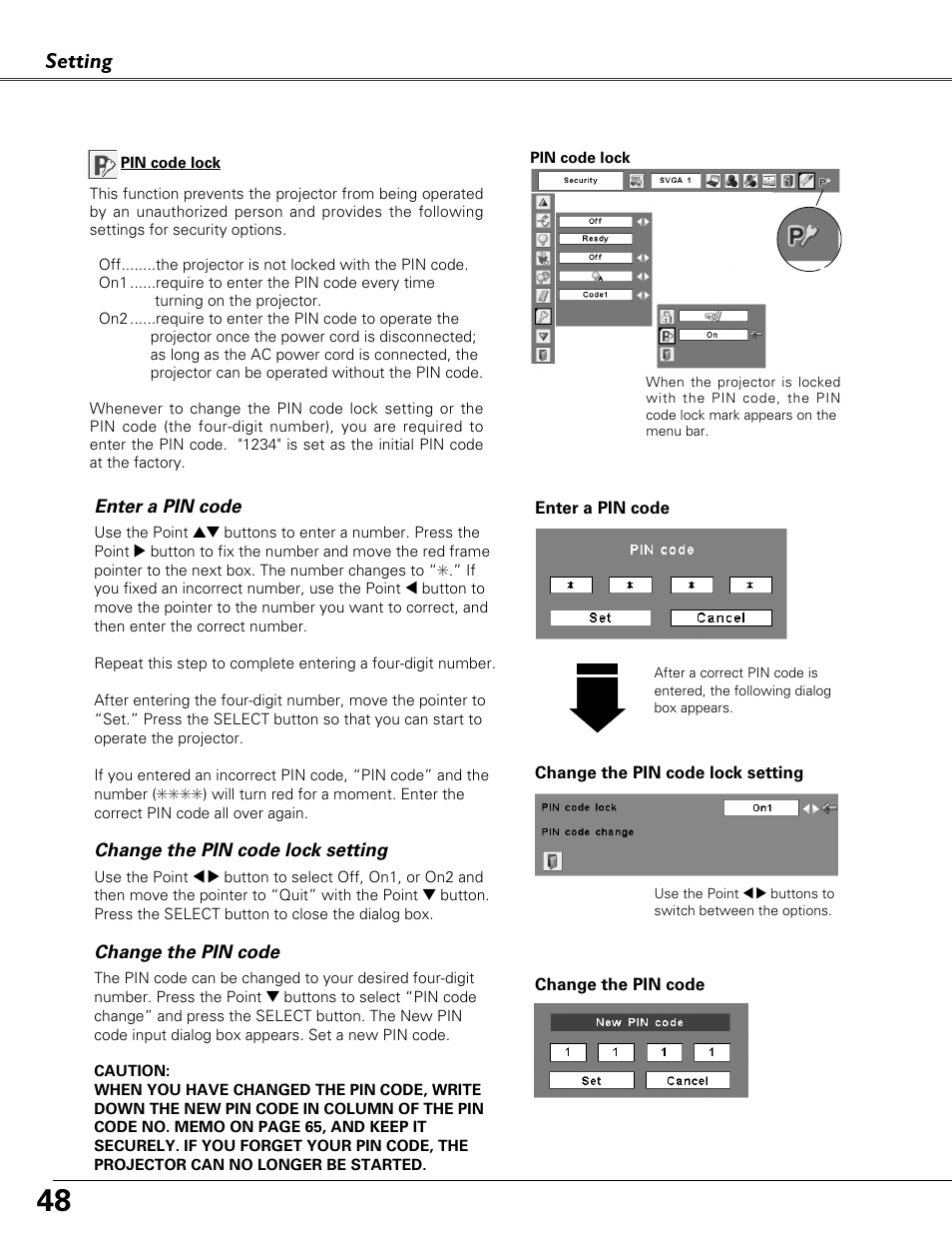 Setting | Eiki LC-XB41 User Manual | Page 48 / 66