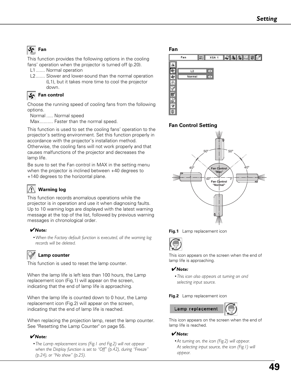 Setting | Eiki LC-XB41 User Manual | Page 49 / 66