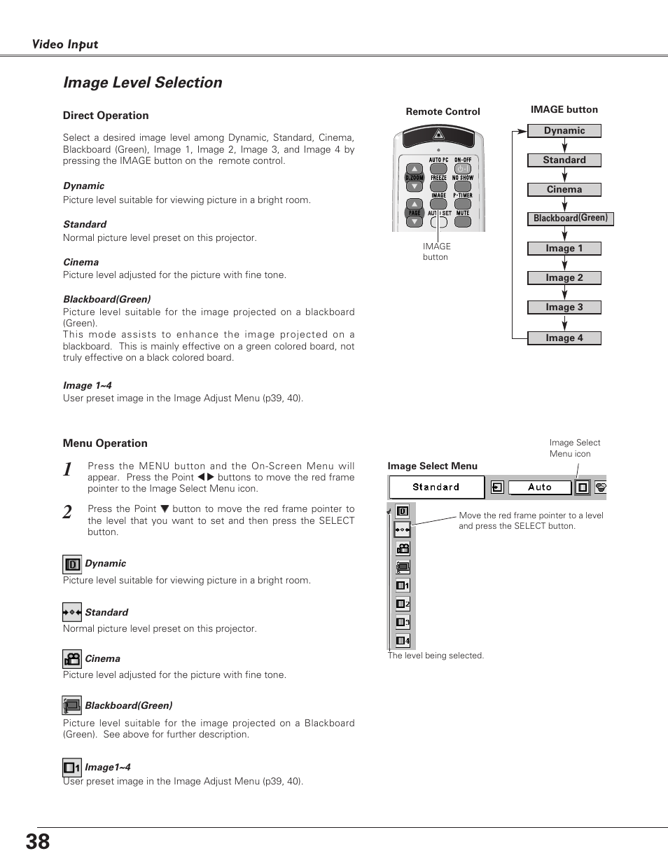 Image level selection | Eiki LC-XB30 User Manual | Page 38 / 64