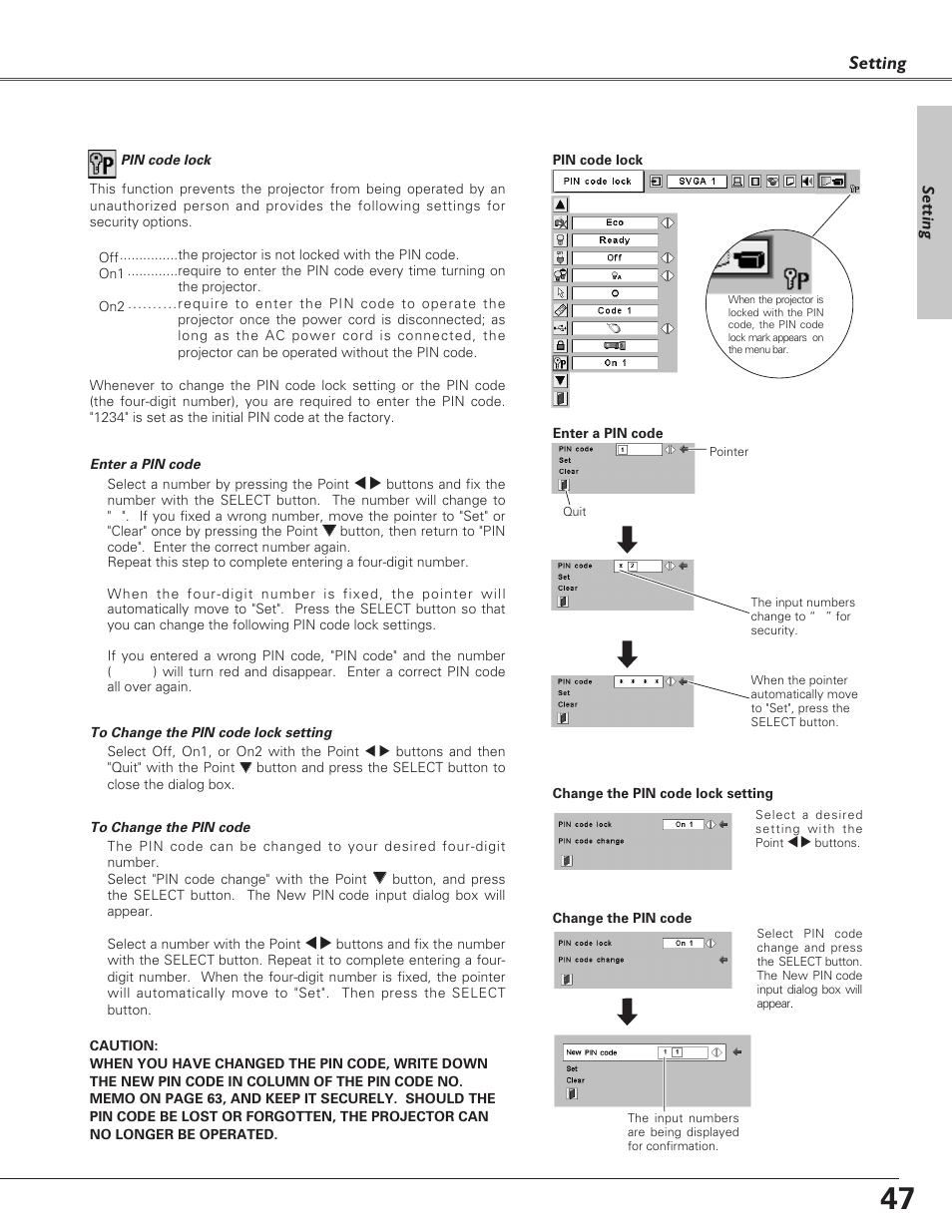 Setting | Eiki LC-XB30 User Manual | Page 47 / 64