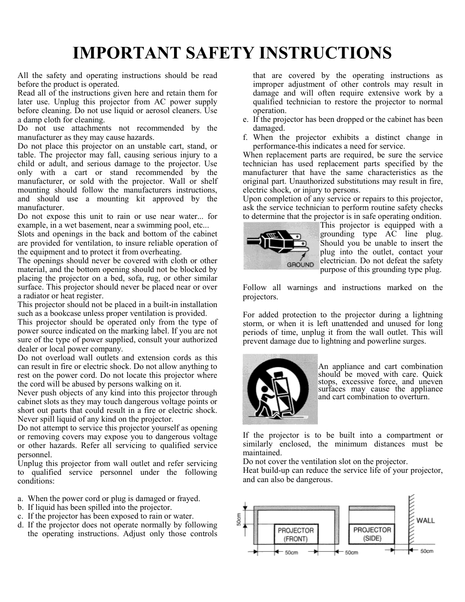 Important safety instructions | Eiki LC-SXIU User Manual | Page 3 / 59