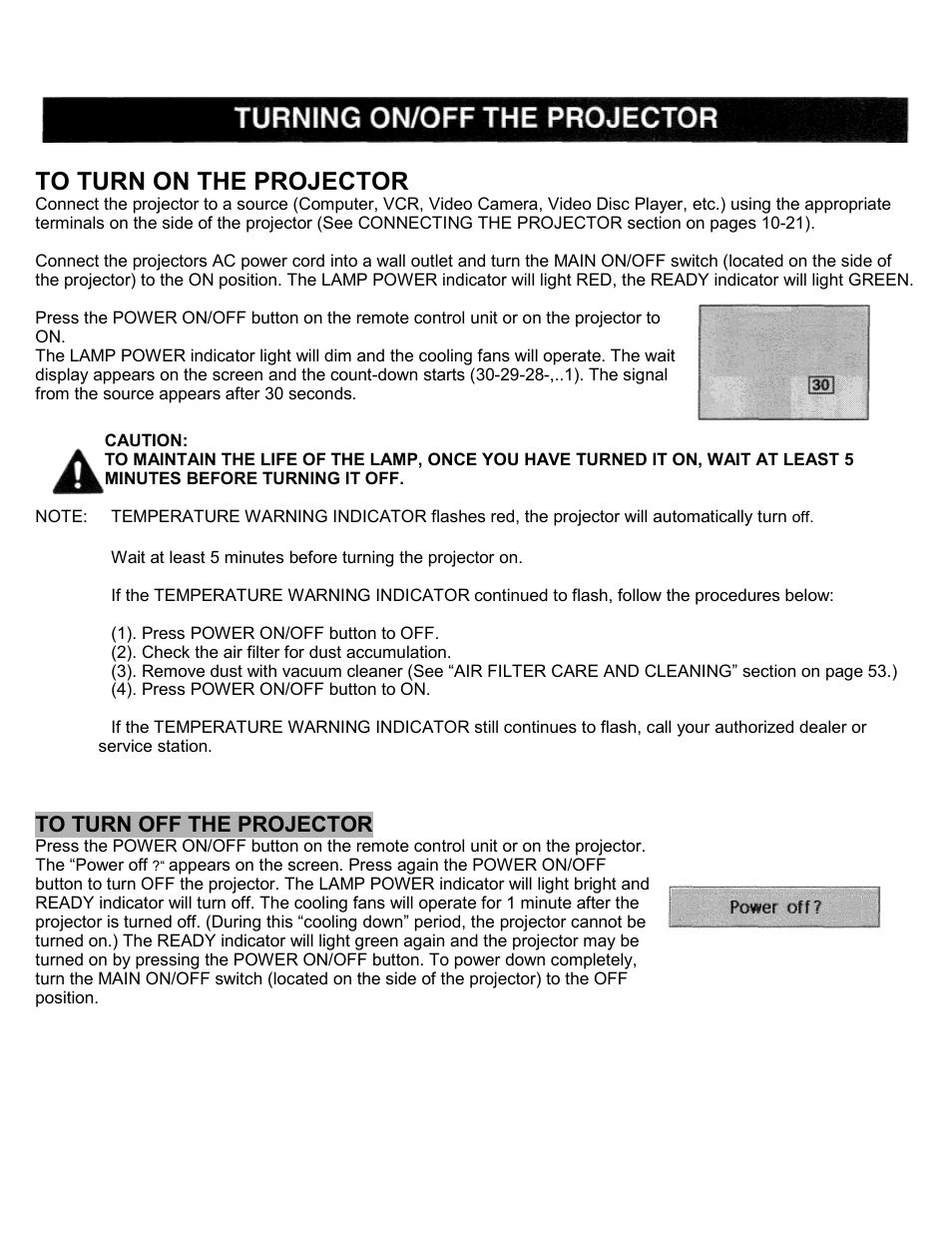 Basic operation, Turning on/off the projector | Eiki LC-SXIU User Manual | Page 32 / 59