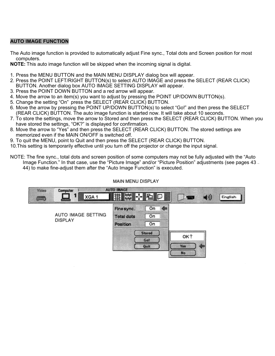 Auto image function | Eiki LC-SXIU User Manual | Page 42 / 59