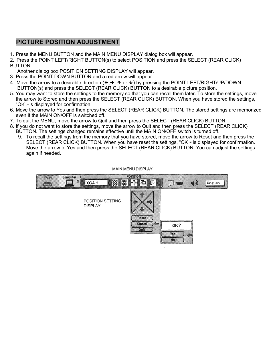 Picture position adjustment | Eiki LC-SXIU User Manual | Page 44 / 59