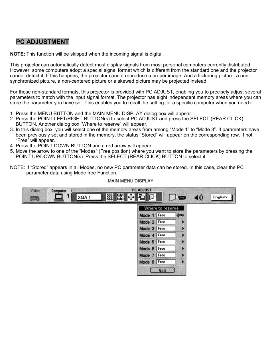 Pc adjustment | Eiki LC-SXIU User Manual | Page 45 / 59