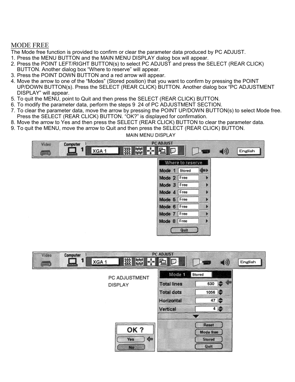 Mode free | Eiki LC-SXIU User Manual | Page 48 / 59