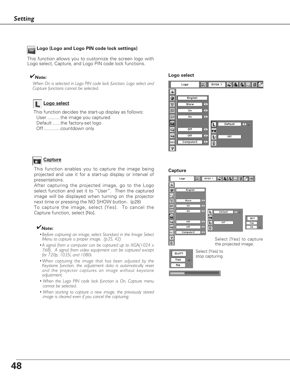 Setting | Eiki LC-XB27 User Manual | Page 48 / 72