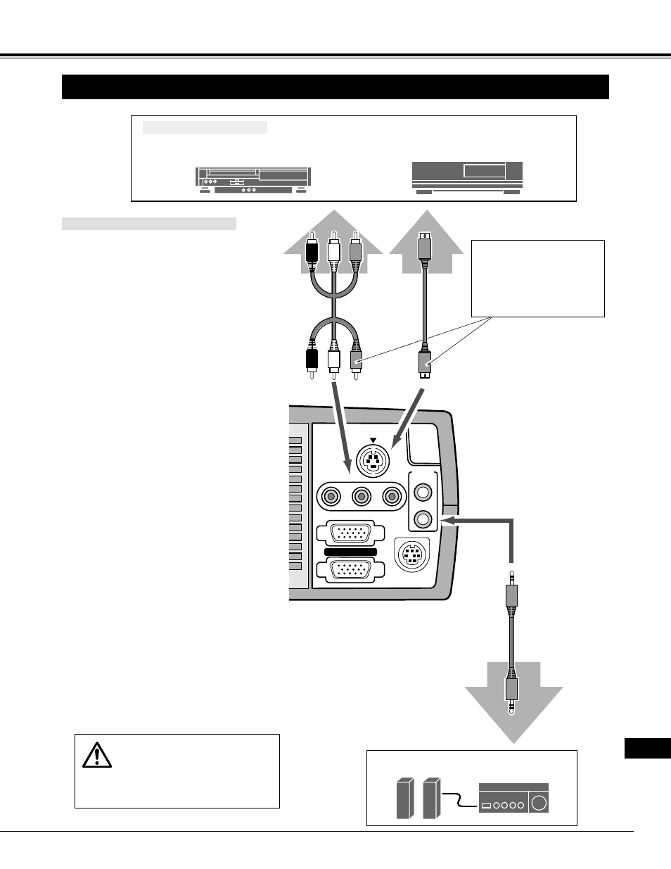 Collegamento con un apparecchio video, Collegamento del proiettore | Eiki LC-NB2 User Manual | Page 149 / 232