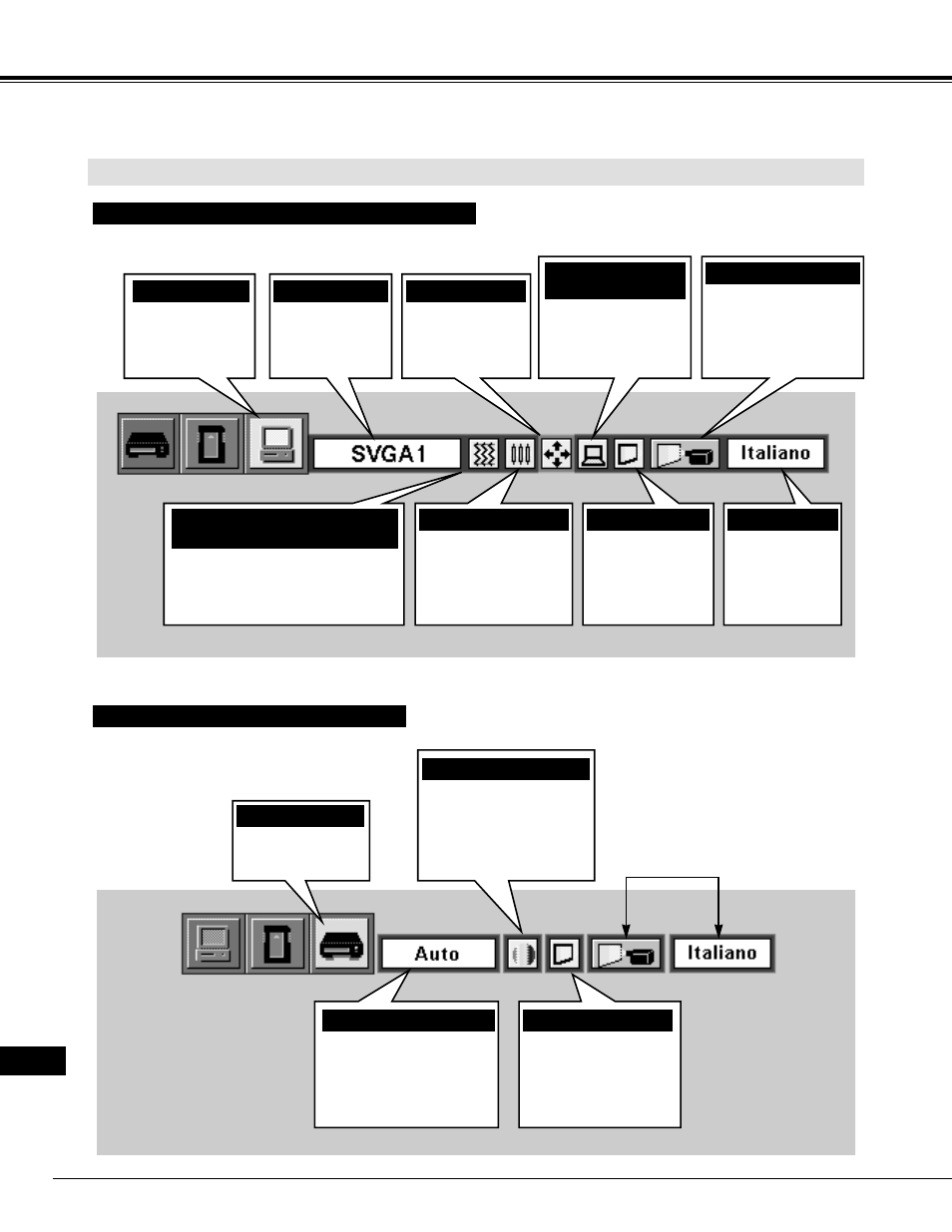 Operazioni preliminari, Barra dei menu | Eiki LC-NB2 User Manual | Page 156 / 232