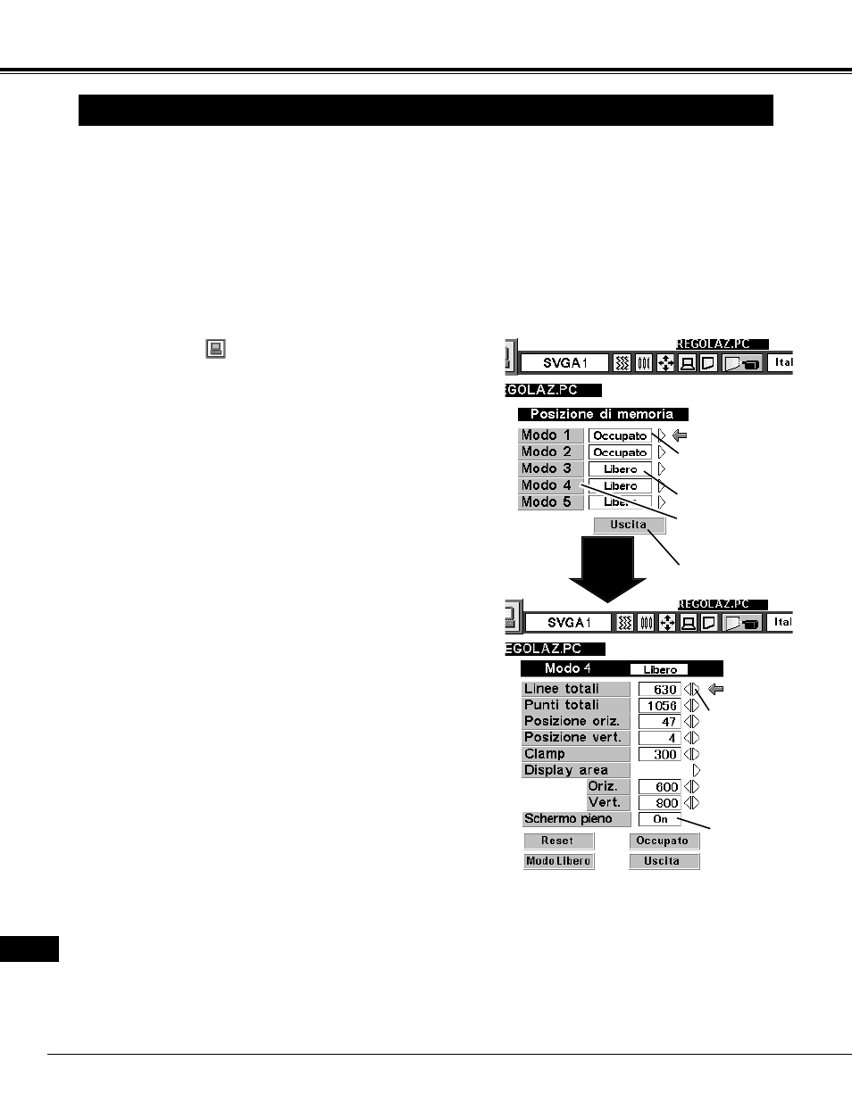 Regolazione del pc | Eiki LC-NB2 User Manual | Page 162 / 232