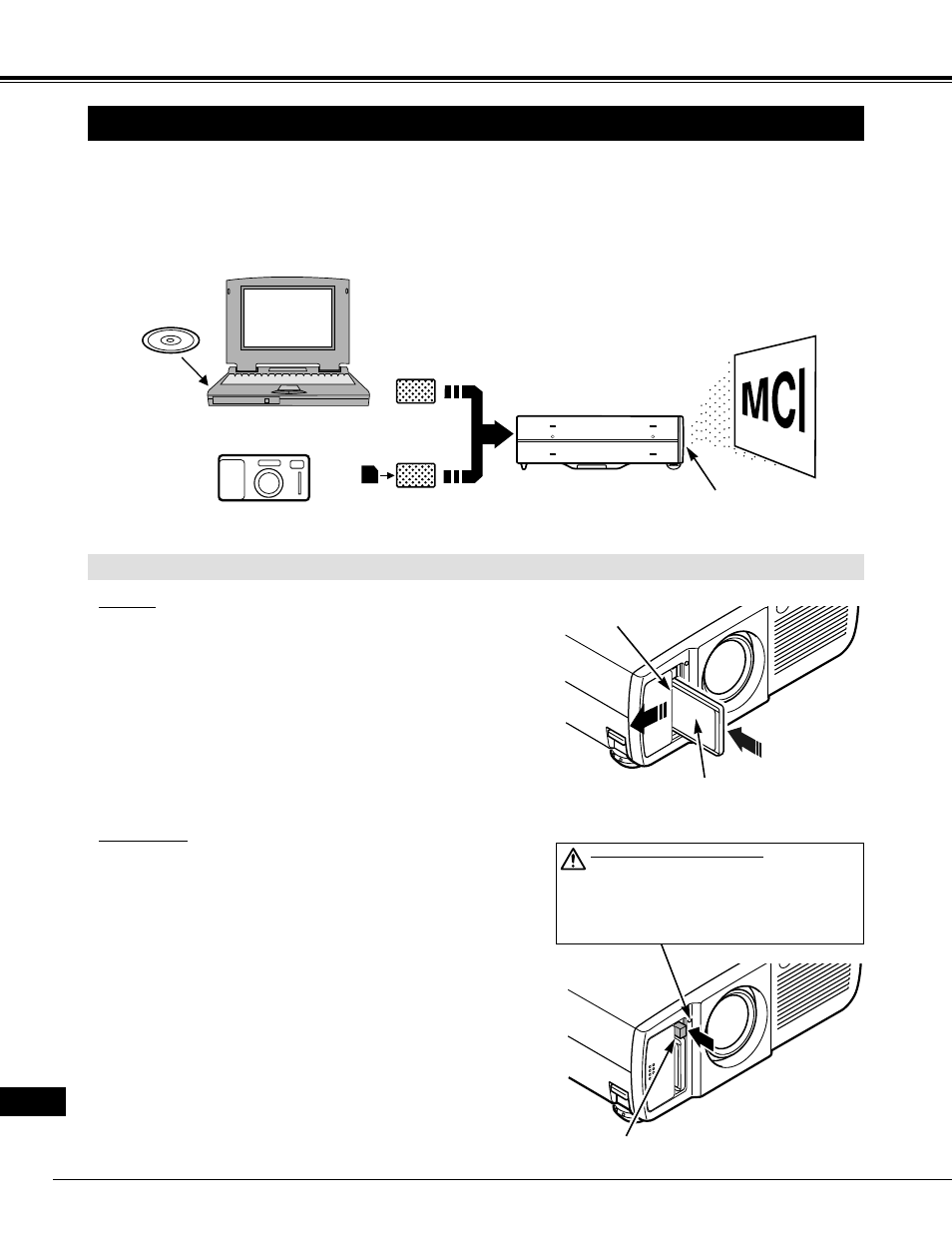Mc i, Modo mci, Uso de la ranura de tarjeta pc | Eiki LC-NB2 User Manual | Page 216 / 232