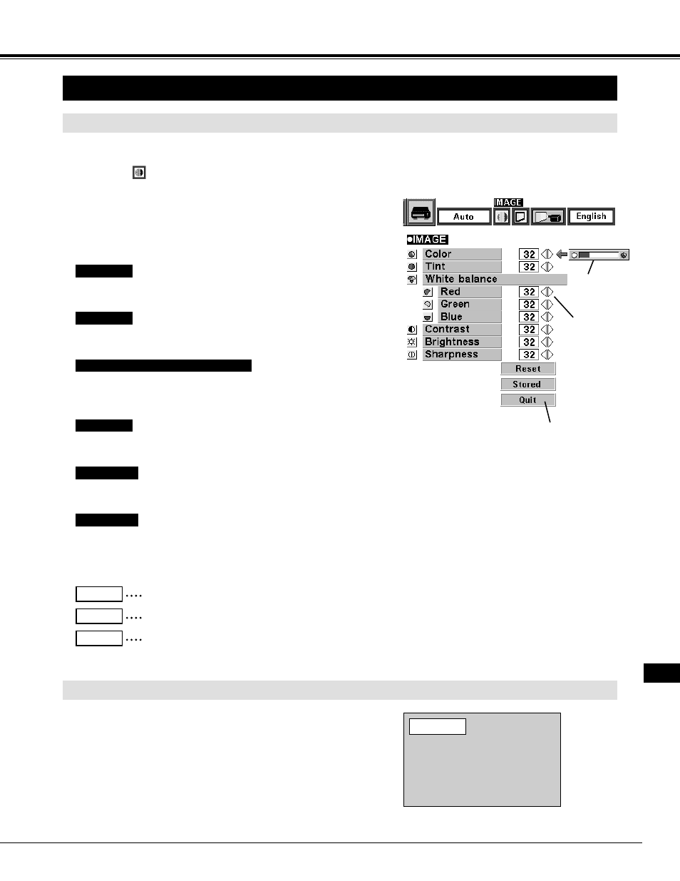 Picture image adjustment, Adjusting the picture image, Normal function | Eiki LC-NB2 User Manual | Page 31 / 232