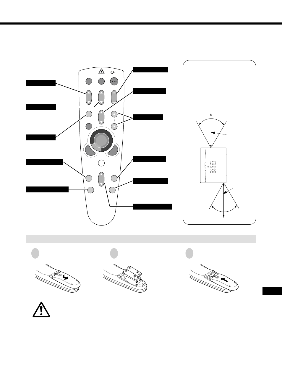 Vor der inbetriebnahme, Einsetzen der fernbedienungsbatterien | Eiki LC-NB2 User Manual | Page 61 / 232