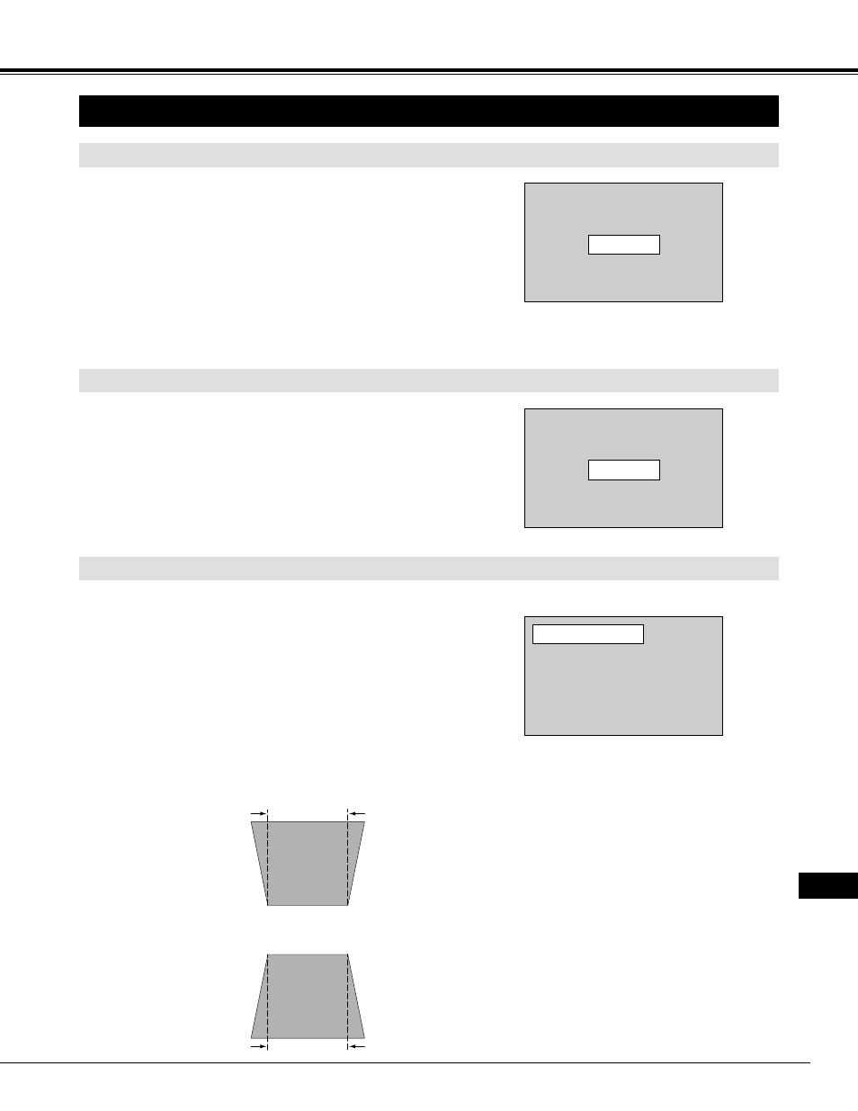 Bildeinstellungen, Grundbedienung, Zoomeinstellung | Bildschärfeeinstellung, Korrektur der trapezverzerrung | Eiki LC-NB2 User Manual | Page 67 / 232