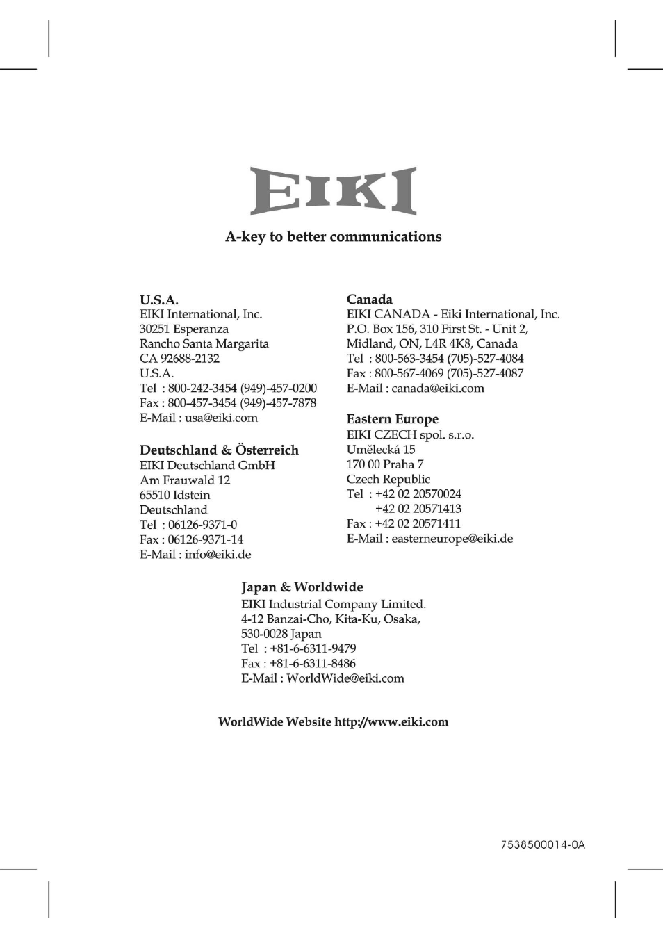 Eiki EIP-25 User Manual | Page 32 / 32