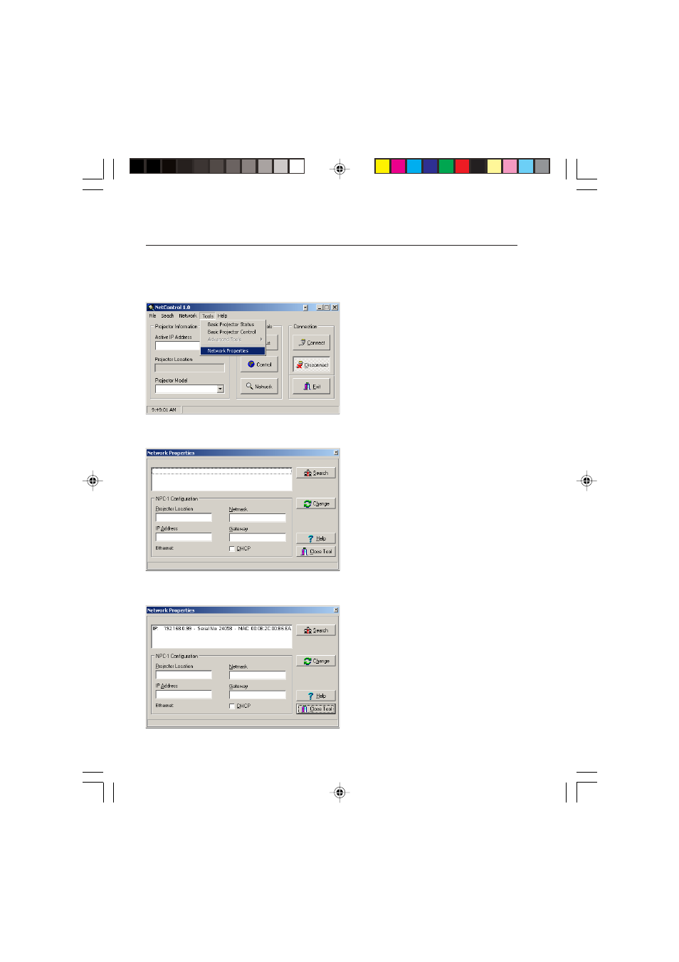 Changing network properties, Selecting a npc-1 device | Eiki NPC-1 User Manual | Page 12 / 28