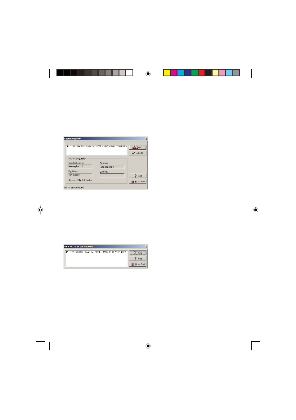 Searching the network, Search the network, View a list of all npc-1 devices | Eiki NPC-1 User Manual | Page 16 / 28