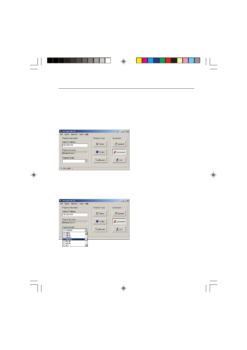 Connecting to a projector, Choosing a valid ip address, Selecting a projector | Eiki NPC-1 User Manual | Page 17 / 28
