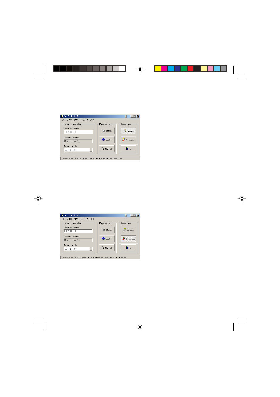 Connecting to a projector, Disconnecting procedure | Eiki NPC-1 User Manual | Page 18 / 28