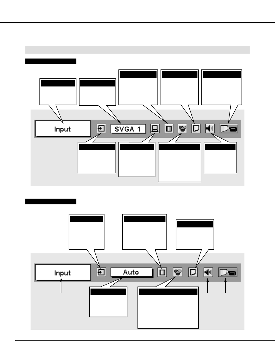 Menu bar, Before operation menu bar | Eiki LC-X1000 User Manual | Page 18 / 44