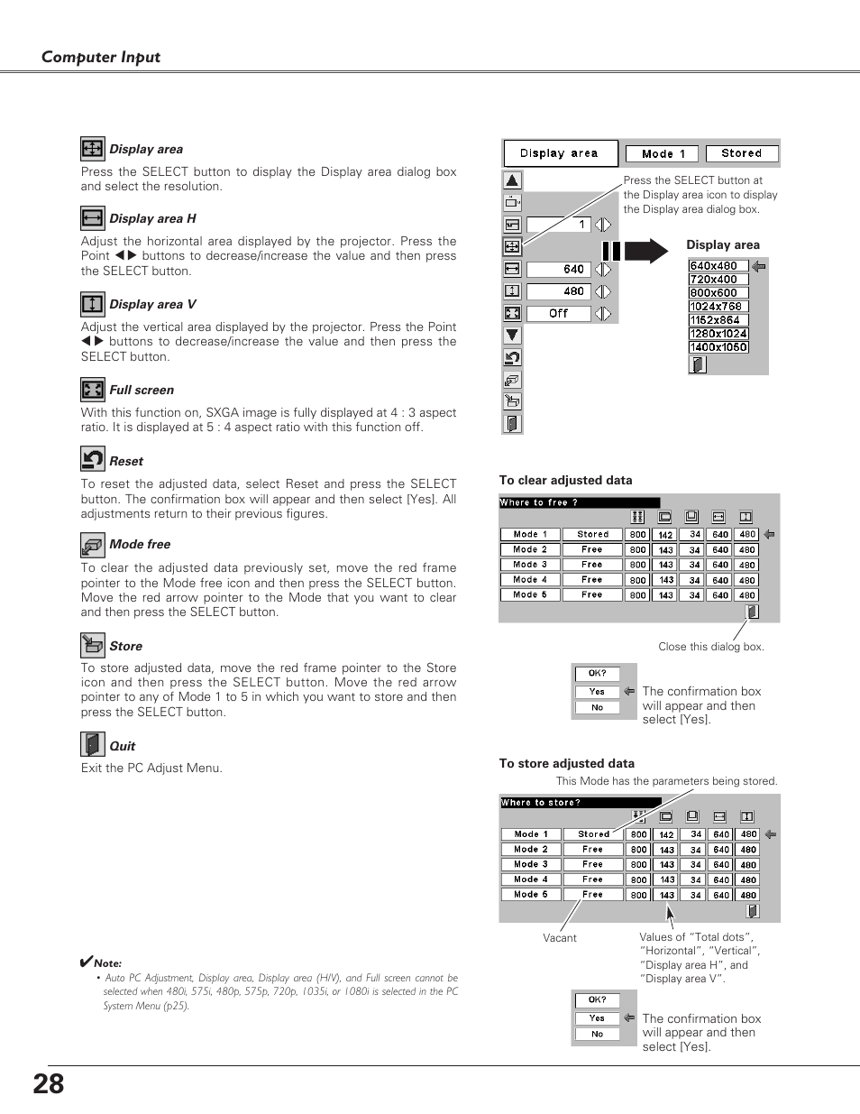 Computer input | Eiki LC-SD15 User Manual | Page 28 / 60