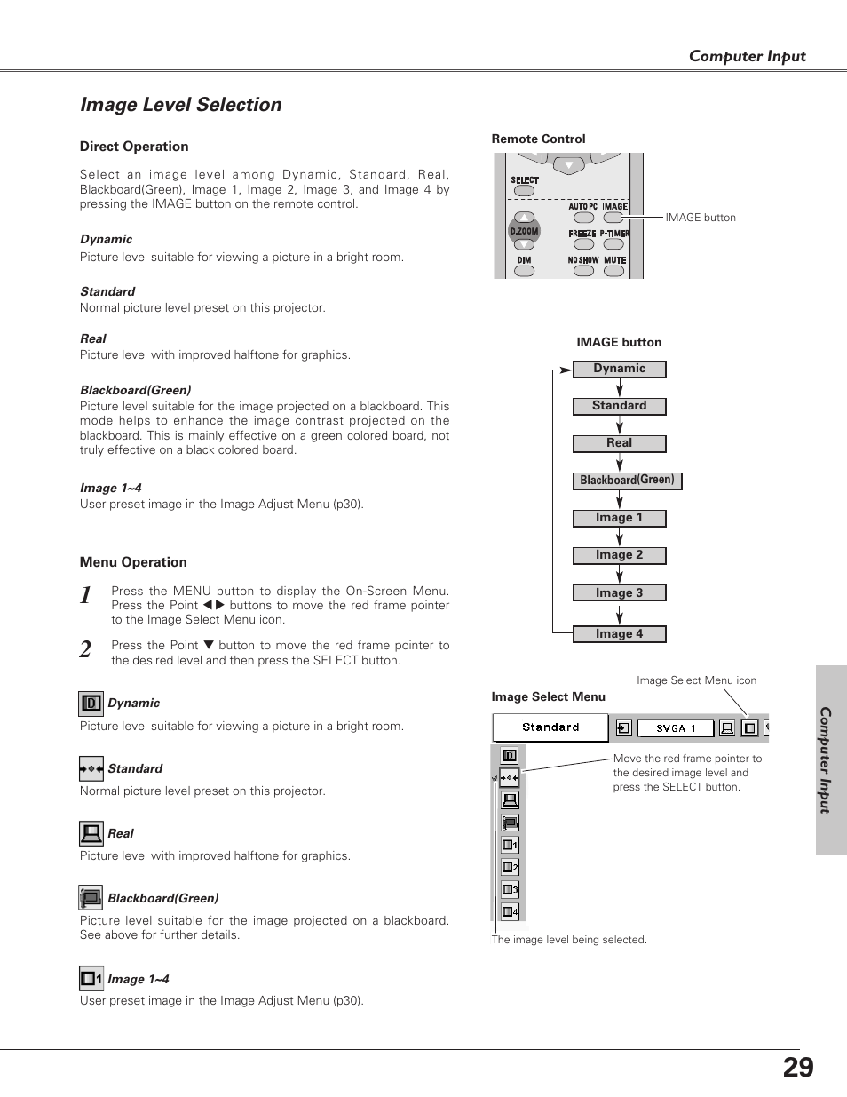 Image level selection | Eiki LC-SD15 User Manual | Page 29 / 60