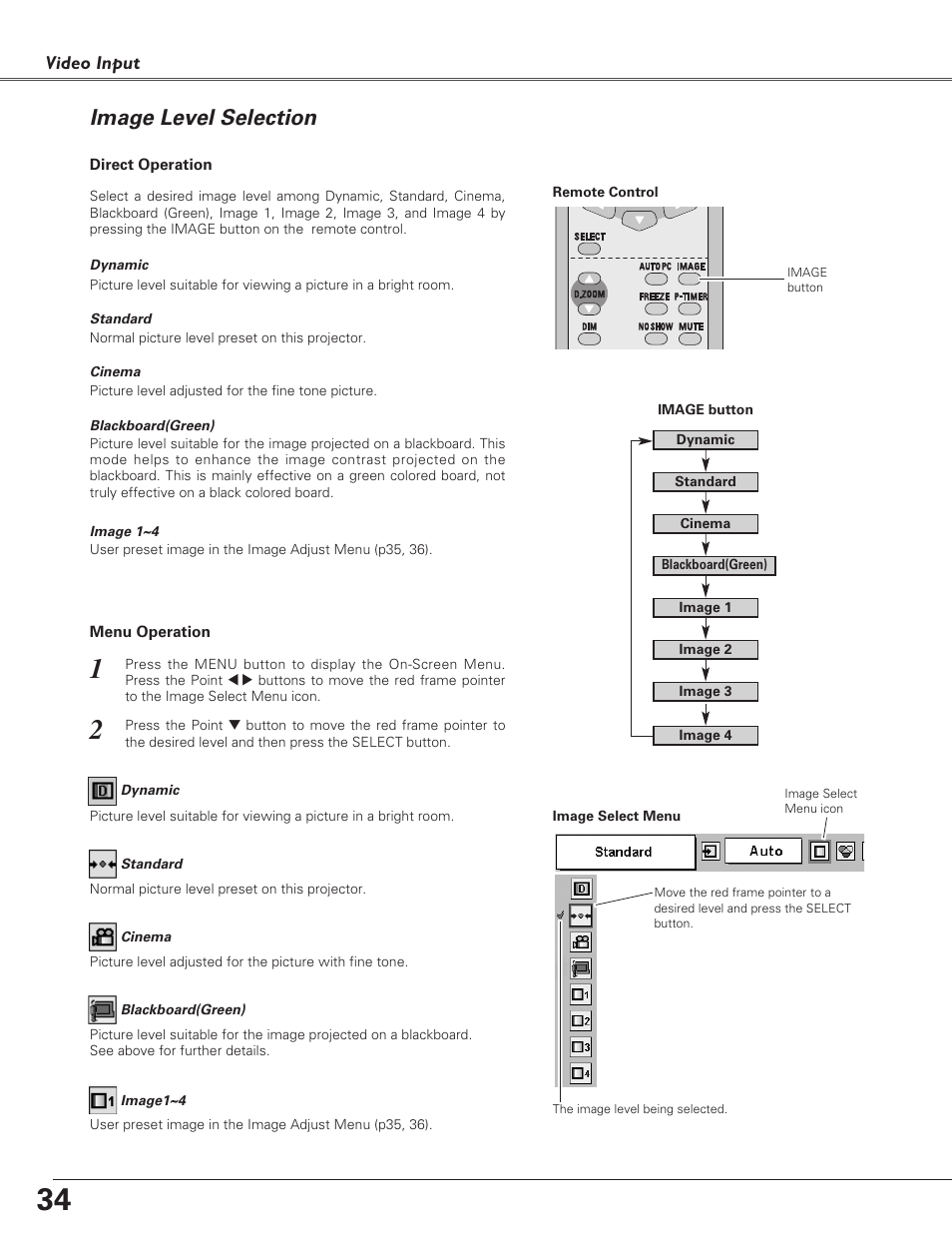 Image level selection | Eiki LC-SD15 User Manual | Page 34 / 60