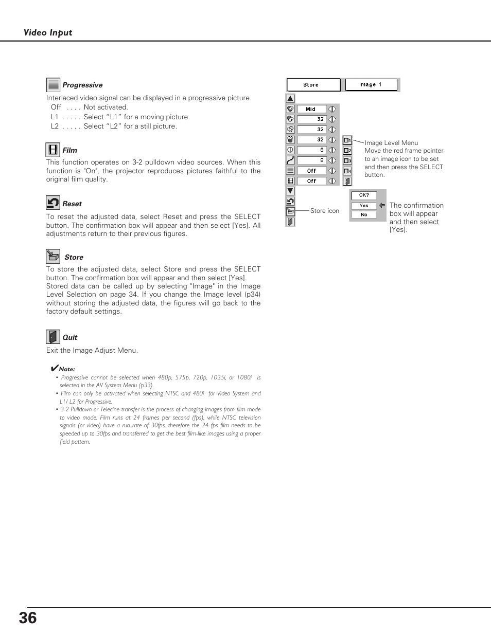 Video input | Eiki LC-SD15 User Manual | Page 36 / 60