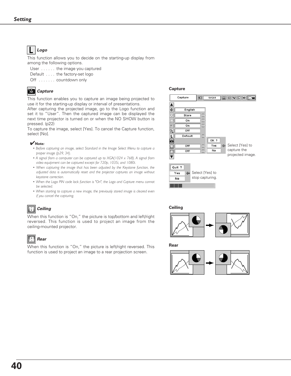 Setting | Eiki LC-SD15 User Manual | Page 40 / 60