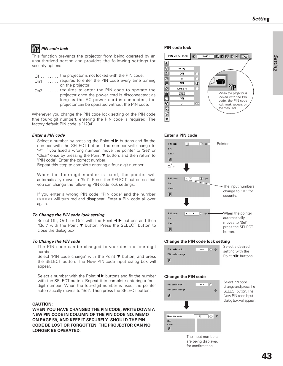 Setting | Eiki LC-SD15 User Manual | Page 43 / 60