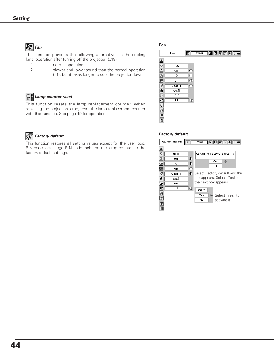 Eiki LC-SD15 User Manual | Page 44 / 60