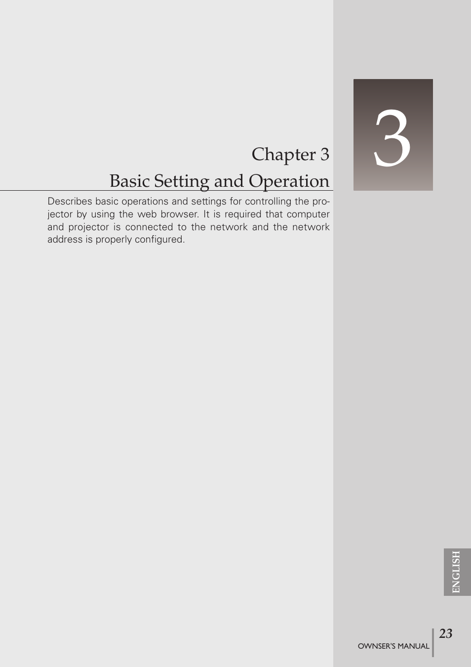 Chapter 3 basic setting and operation | Eiki PJNET-300 User Manual | Page 23 / 86