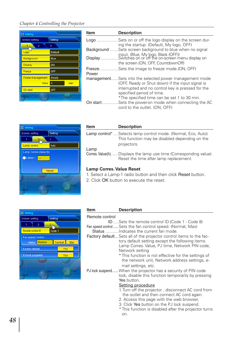 Eiki PJNET-300 User Manual | Page 48 / 86