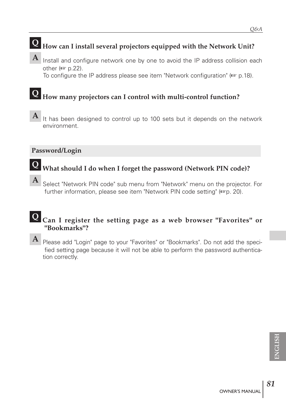 Eiki PJNET-300 User Manual | Page 81 / 86
