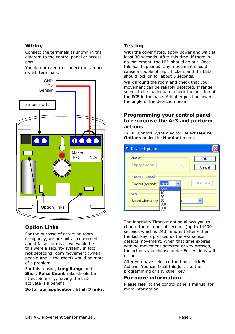 Eiki Movement Sensor A-3 User Manual | Page 3 / 4