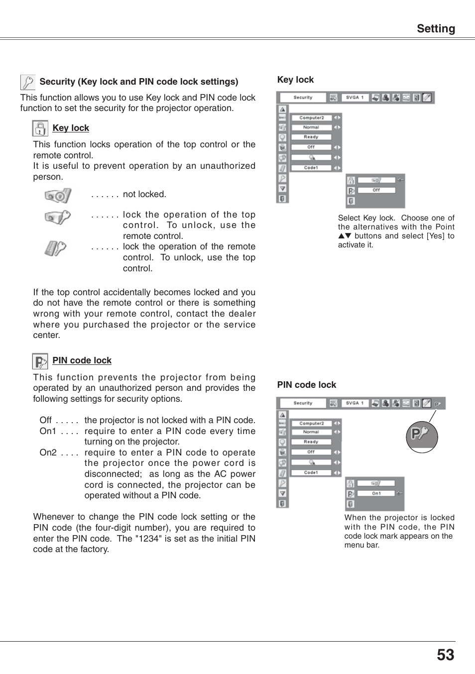 Setting | Eiki XGA Diamond Series LC-XD25 User Manual | Page 53 / 75