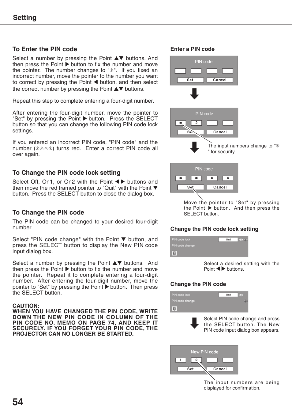 Setting | Eiki XGA Diamond Series LC-XD25 User Manual | Page 54 / 75
