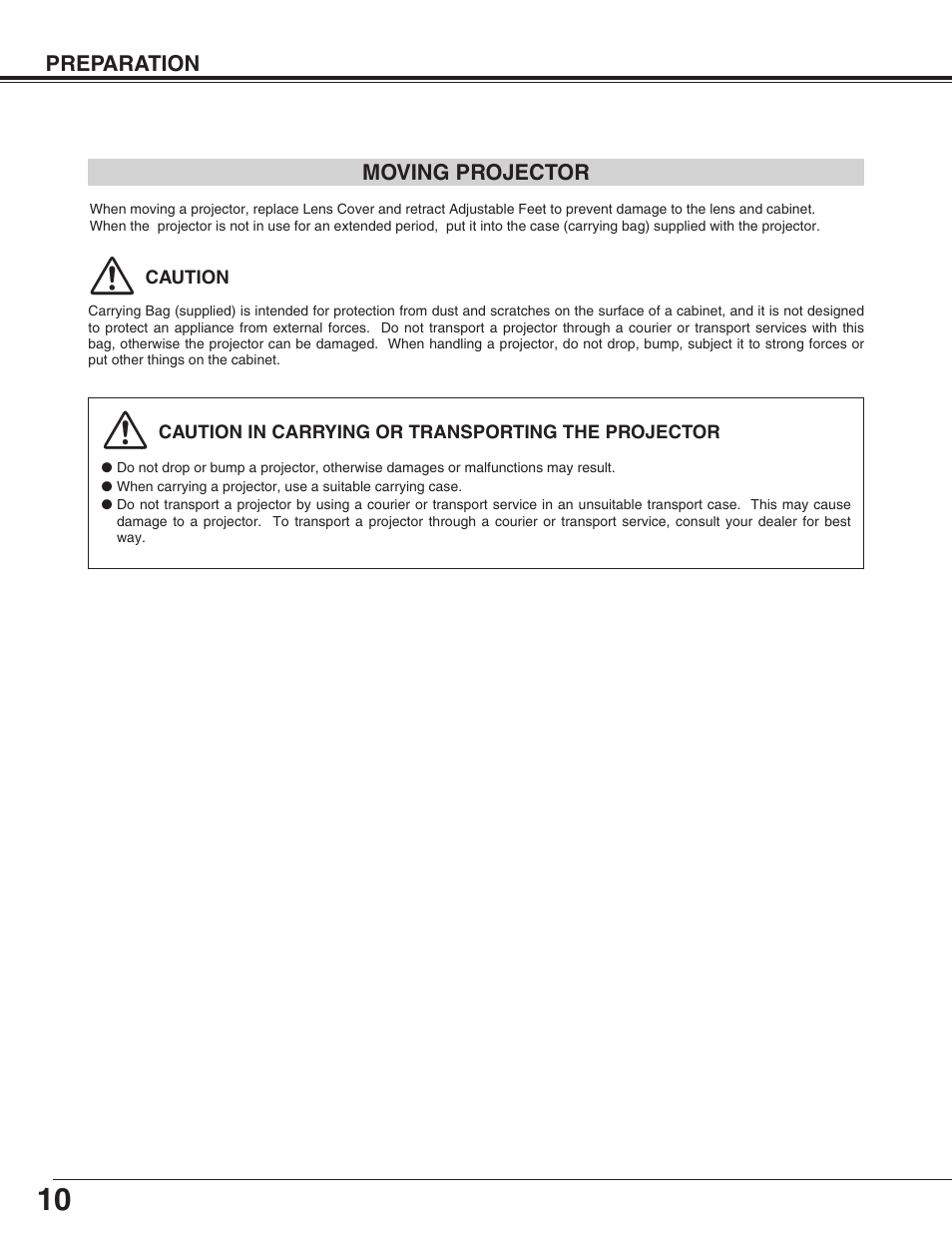 Moving projector | Eiki LC-SM4 User Manual | Page 10 / 44